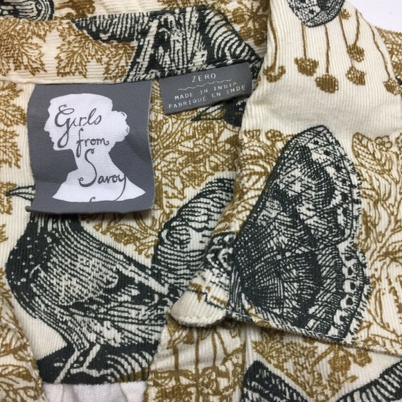 GIRLS FROM SAVOY Butterfly/Bird Shirtdress Pinwale Corduroy anthropologie - Picture 4 of 9